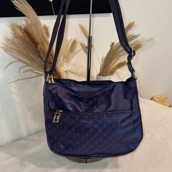 Elegant Gherardini Italy Genuine Leather PVC Crossbody Bag Purple Shoulder Bag - Picture 4 of 9